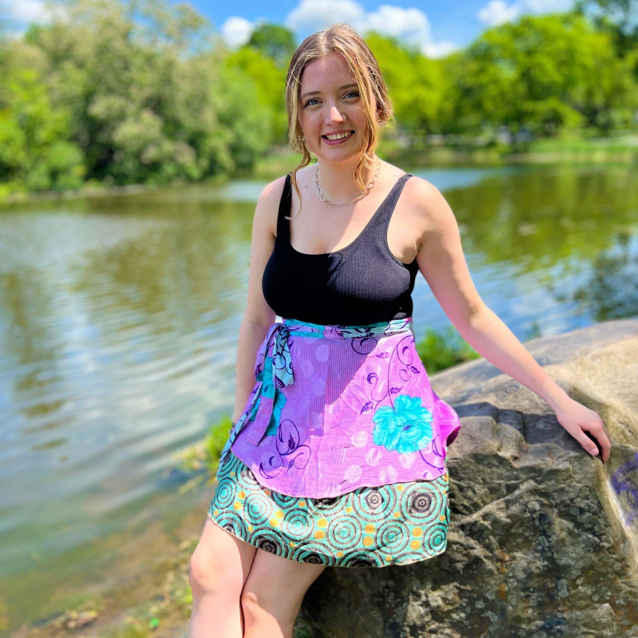 Knee Length Mini Sari Wrap Skirts Lightweight Summer Wardrobe Essential Flirty Beachside Style Darn Good Yarn